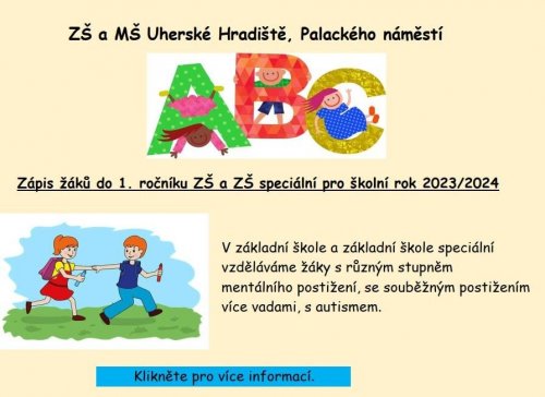 Zápis žáků do 1. ročníku ZŠ a ZŠ speciální pro školní rok 2023/2024
