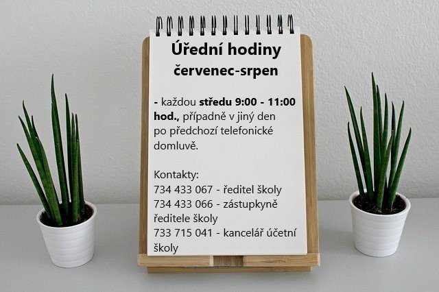 Informace k provozu školy o prázdninách