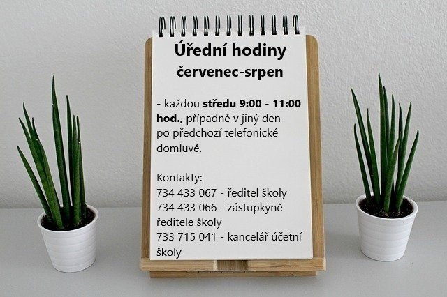 Informace k provozu školy o prázdninách